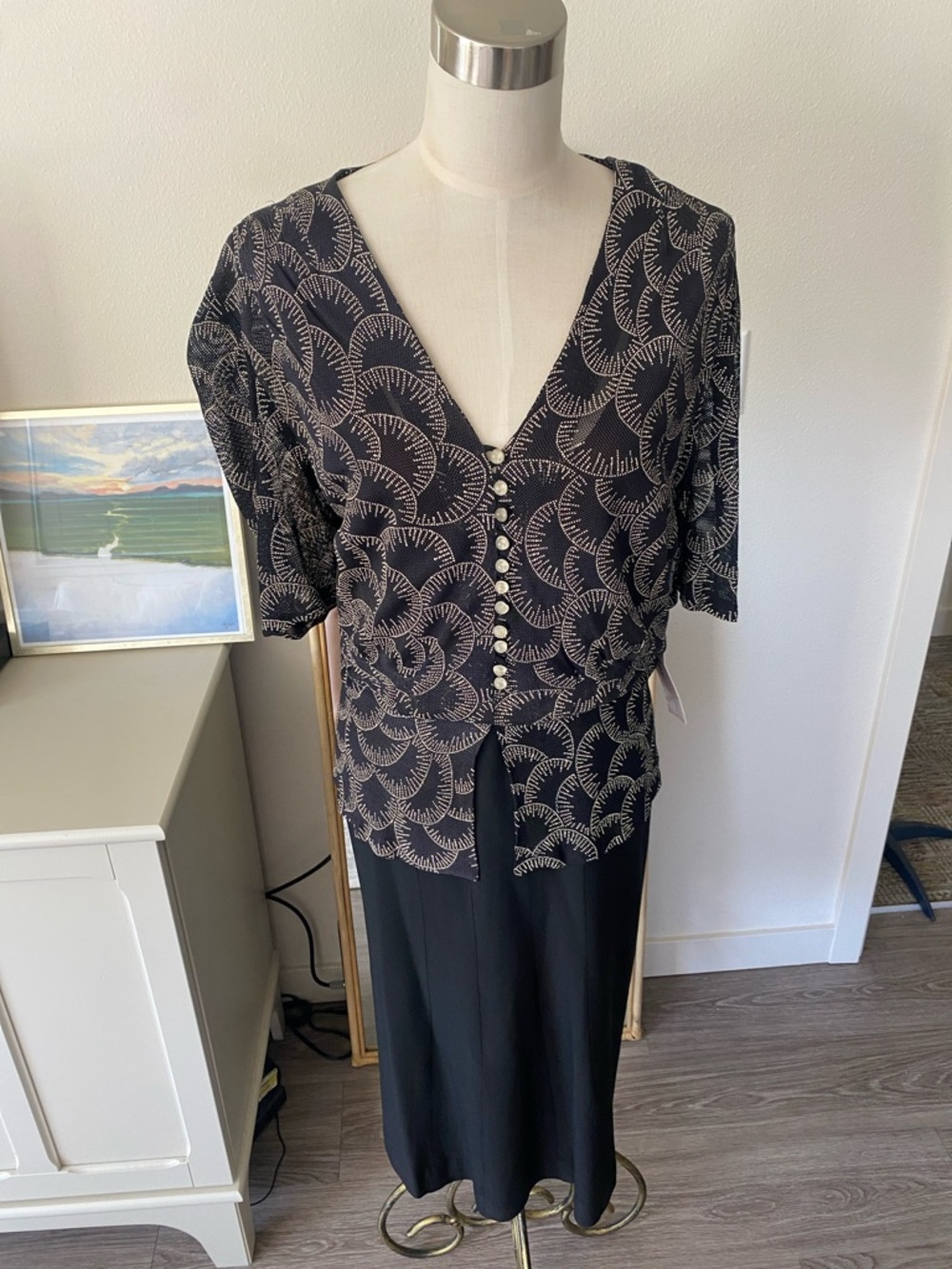Vintage 1940s Rayon and Mesh Dress